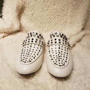 Whie Studded Mule